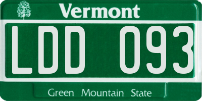 VT license plate LDD093