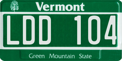 VT license plate LDD104