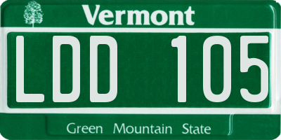 VT license plate LDD105