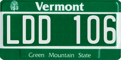 VT license plate LDD106