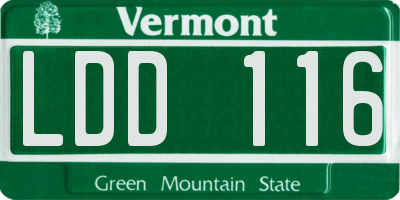 VT license plate LDD116