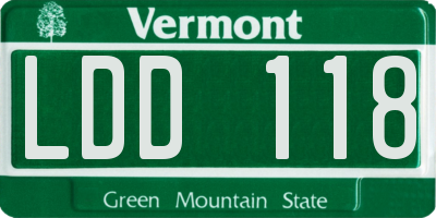 VT license plate LDD118