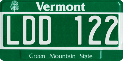 VT license plate LDD122