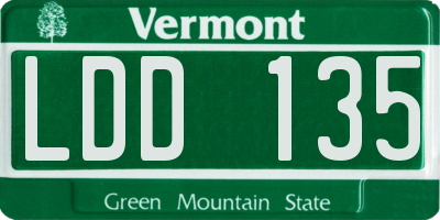 VT license plate LDD135