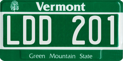 VT license plate LDD201