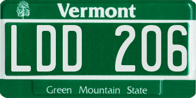 VT license plate LDD206