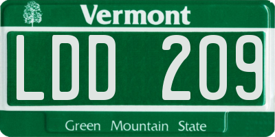 VT license plate LDD209
