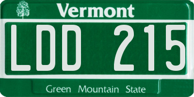 VT license plate LDD215