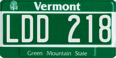VT license plate LDD218