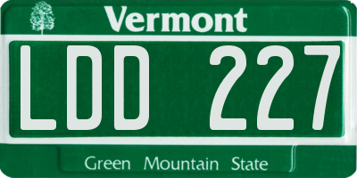 VT license plate LDD227