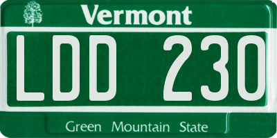 VT license plate LDD230