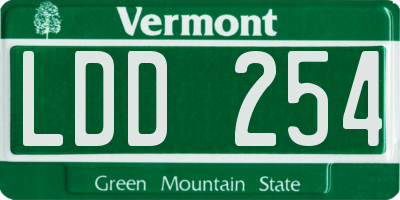 VT license plate LDD254