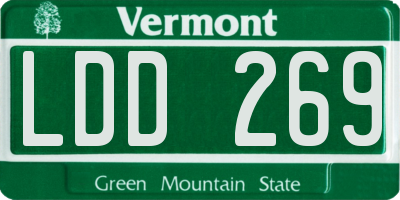VT license plate LDD269