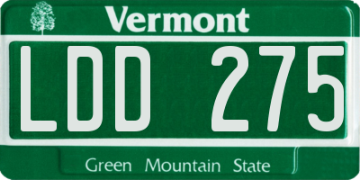 VT license plate LDD275