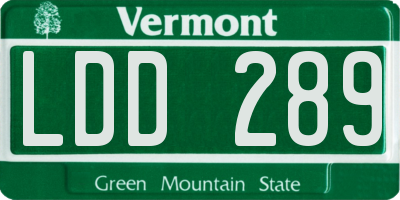 VT license plate LDD289