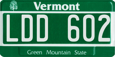 VT license plate LDD602
