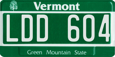 VT license plate LDD604