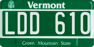 VT license plate LDD610