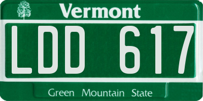 VT license plate LDD617