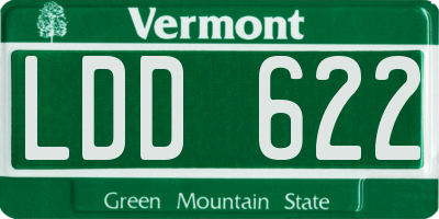 VT license plate LDD622