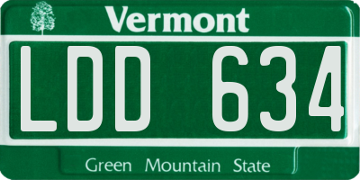 VT license plate LDD634