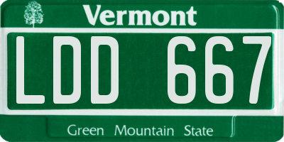 VT license plate LDD667