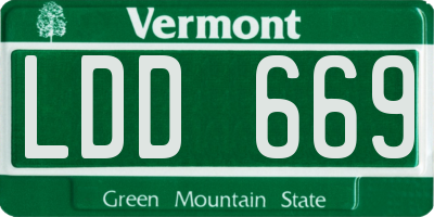 VT license plate LDD669
