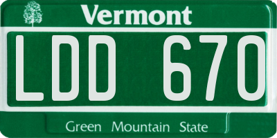 VT license plate LDD670