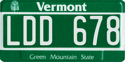 VT license plate LDD678
