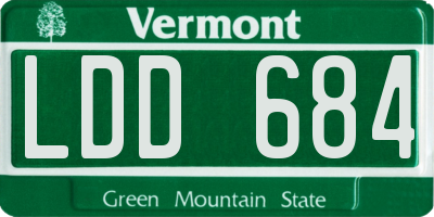 VT license plate LDD684