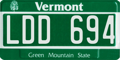 VT license plate LDD694