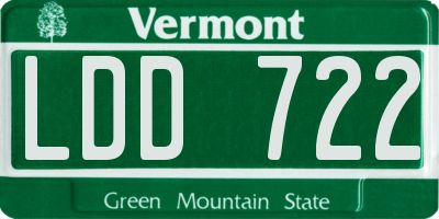 VT license plate LDD722