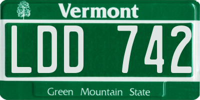 VT license plate LDD742