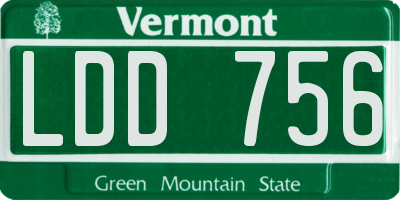 VT license plate LDD756