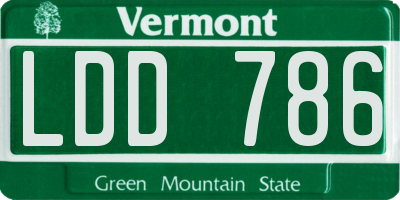 VT license plate LDD786