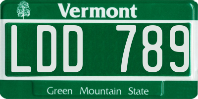 VT license plate LDD789