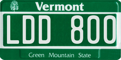 VT license plate LDD800