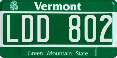 VT license plate LDD802