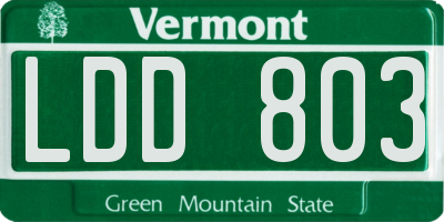 VT license plate LDD803