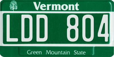 VT license plate LDD804