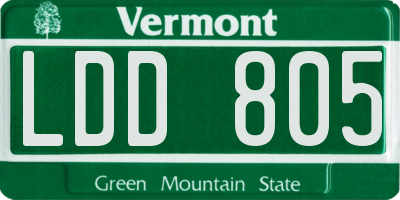 VT license plate LDD805