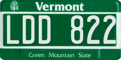 VT license plate LDD822