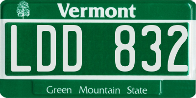 VT license plate LDD832