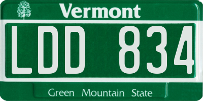 VT license plate LDD834