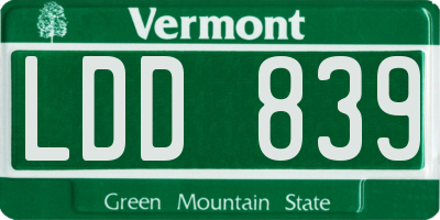 VT license plate LDD839