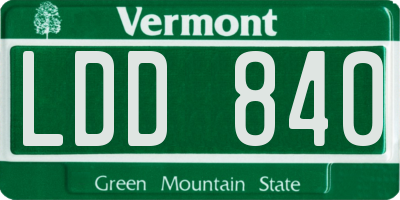 VT license plate LDD840