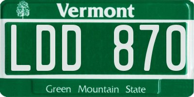 VT license plate LDD870