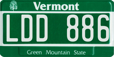 VT license plate LDD886