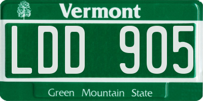 VT license plate LDD905