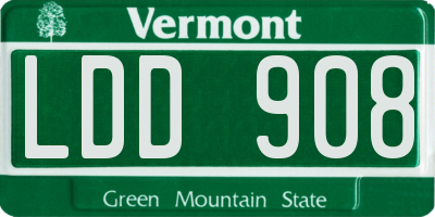 VT license plate LDD908
